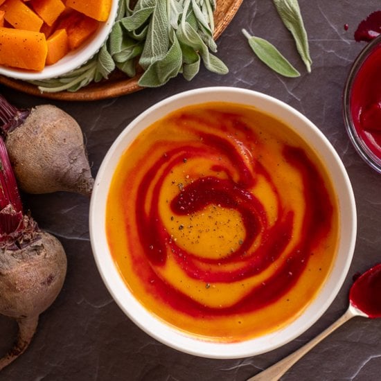 Swirled Beet and Butternut Soup