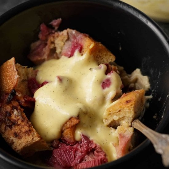 Rhubarb Custard Bread Pudding