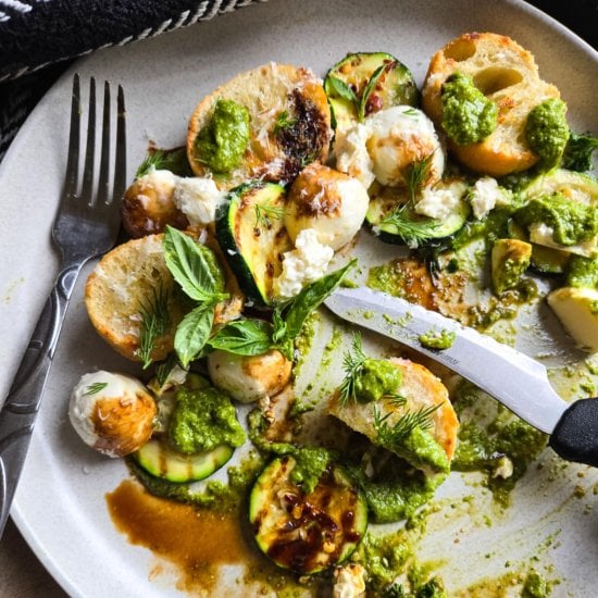Grilled Zucchini Panzanella Plate