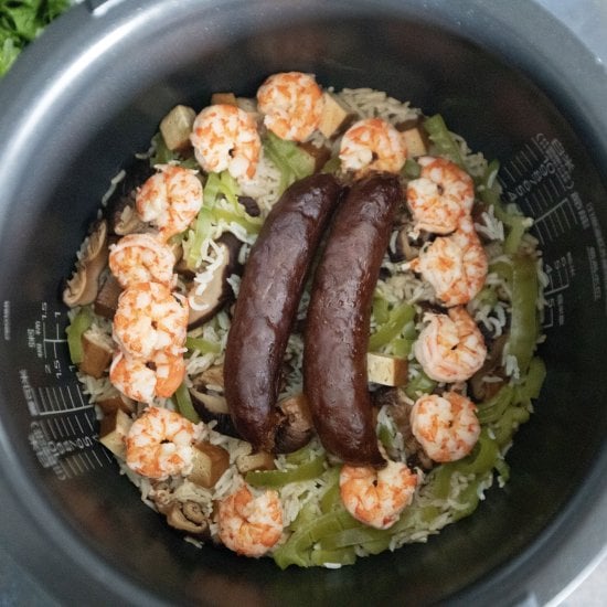 Chinese Sausage and Shrimp Rice