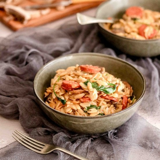 Creamy mushroom orzo
