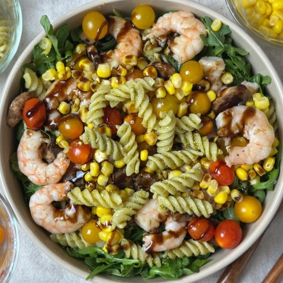 Shrimp Salad with Basil Pesto Pasta