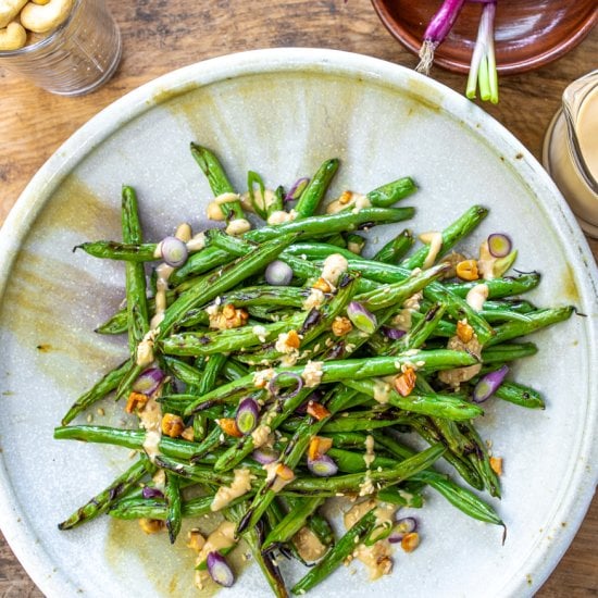BBQ beans-miso dressing