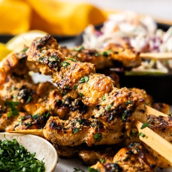 Garlic Parmesan Chicken Skewers