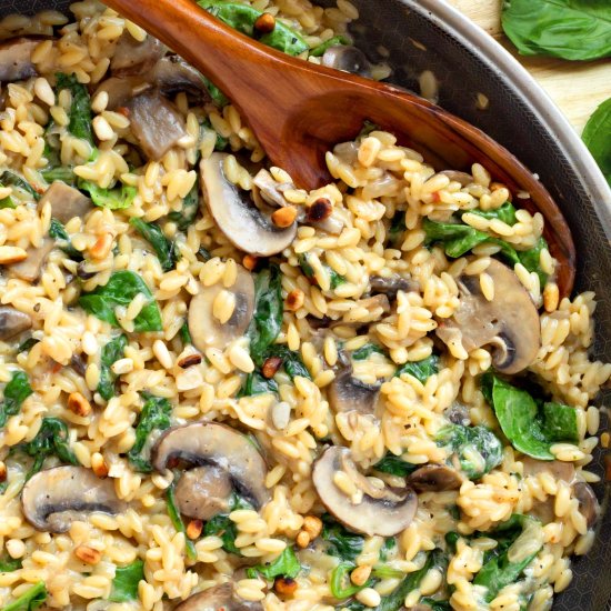 Spinach Mushroom Orzo