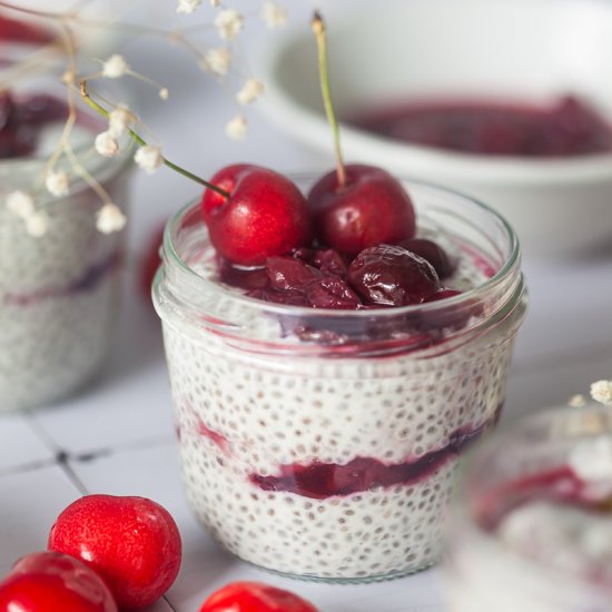 Chia Pudding with Cherry Compote