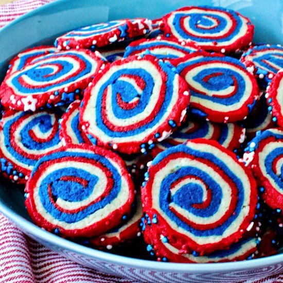 Red, White, & Blue Pinwheel Cookies