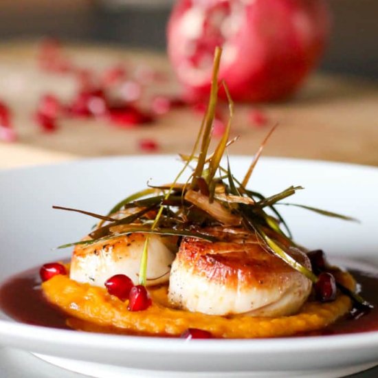 Scallops + Pomegranate Beurre Blanc