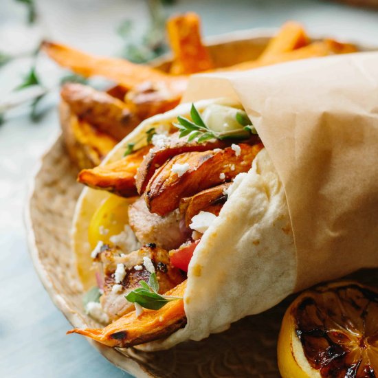 Pork Kebab Pitas with Toum