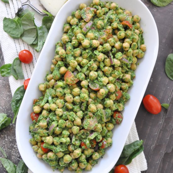 CREAMY Chickpea Pesto Salad