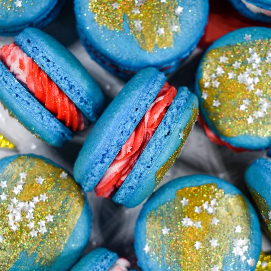 Red White and Blue Macarons