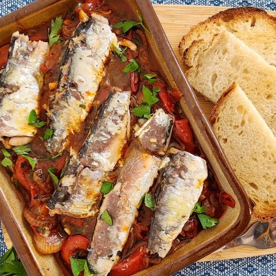 Sardines & Grilled Red Pepper Salad