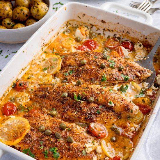 Baked Fish with Lemon and Feta