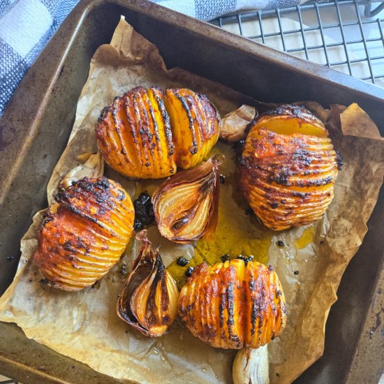 Mini Red Pesto Hasselback Potatoes
