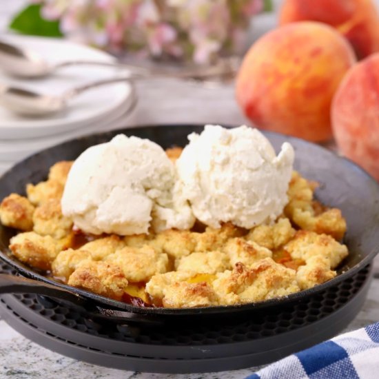 Small Batch Peach Cornmeal Cobbler