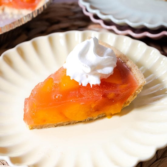 Peach Jello Pie with Canned Peaches