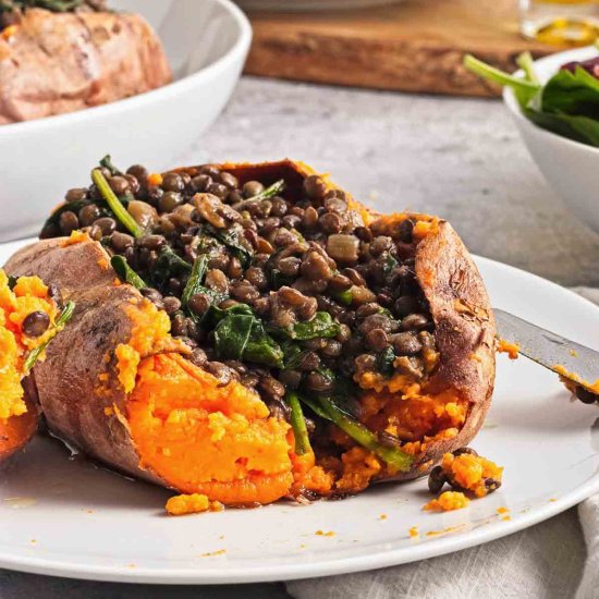 Lentil Stuffed Sweet Potatoes