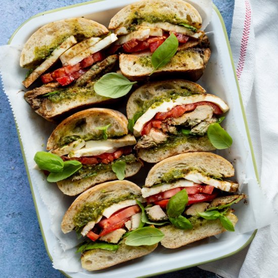 Pesto Chicken Caprese Sandwiches