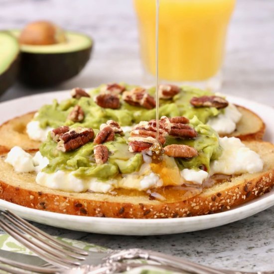 Hot Honey and Pecan Avocado Cottage Toast