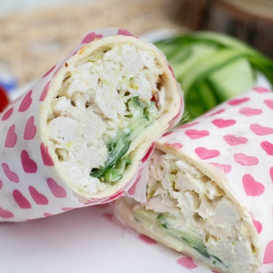 Shredded Chicken and Cucumber Wrap