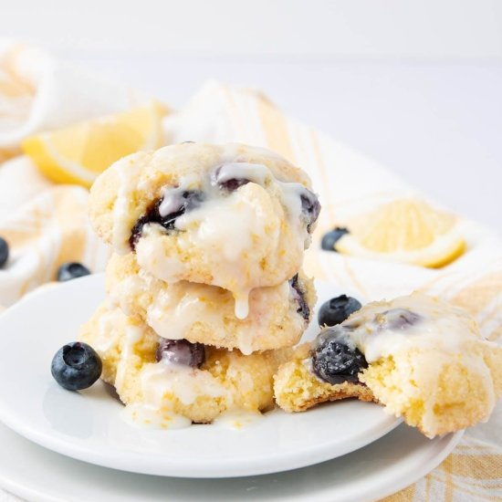Soft Lemon Blueberry Cake Cookies