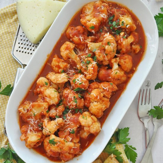 Spanish Cauliflower in Tomato Sauce
