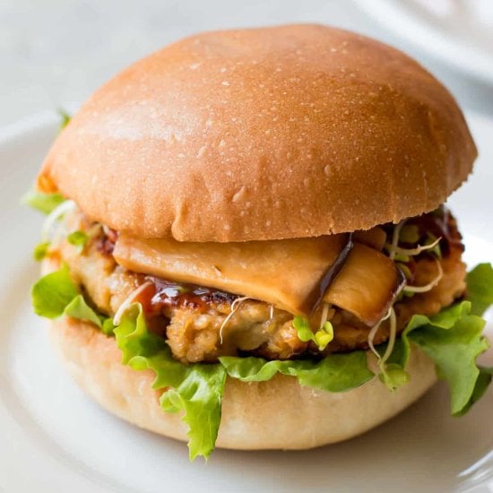 Vegan Soy Burger with Mushrooms