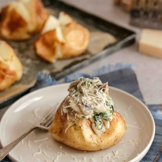Jacket Potatoes with Mushroom Sauce