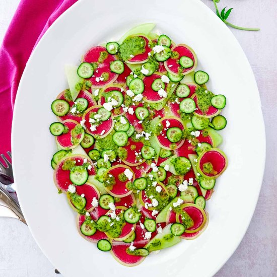 Watermelon Radish & Melon Salad