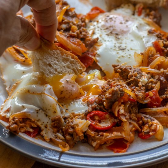 Spicy Turkish Ground Beef and Eggs