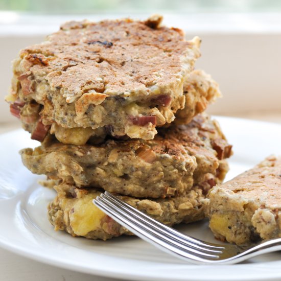 Rhubarb Oatmeal Pancakes