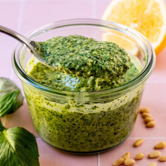 Homemade Vegan Basil Pesto