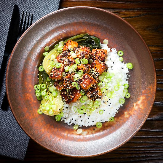 Vegan Spicy Sticky Sesame Tofu