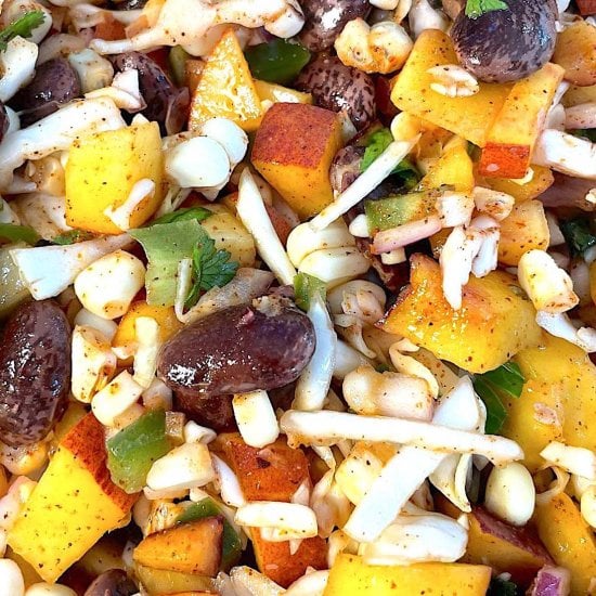 Peach Corn Cabbage & Red Bean Salad