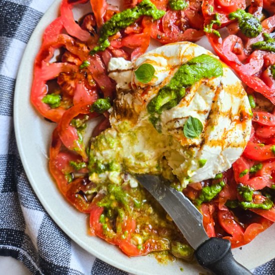 Summery Burrata Pesto Tomato Plate