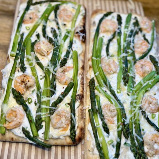 Shrimp and Asparagus Flatbread