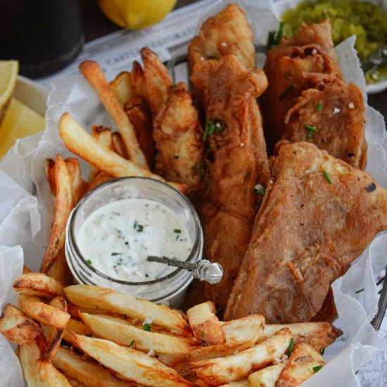 Crispy Beer Battered Fish and Chips