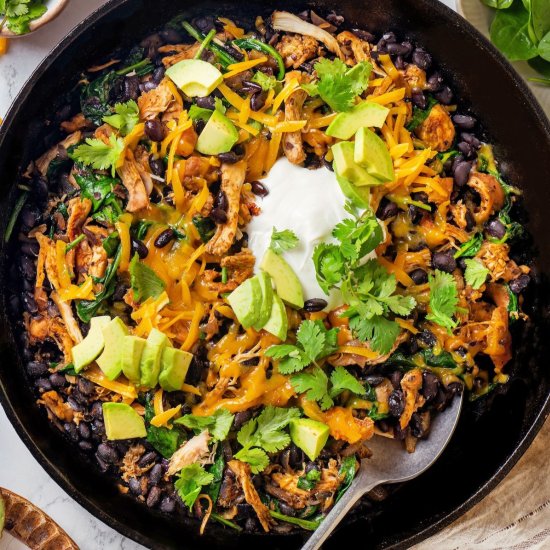 Chicken, Black Bean Spinach Skillet