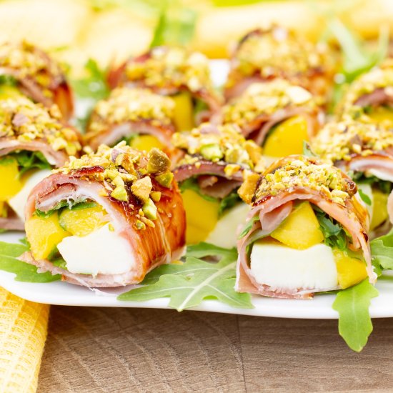 Ham, Mango and Mozzarella Roll Ups