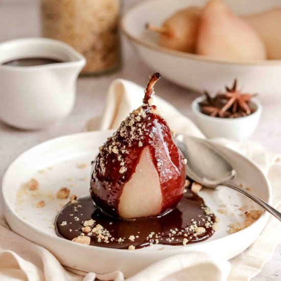 Poached pear winter dessert