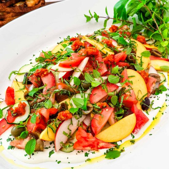 Whipped Feta, Peaches & Tomatoes