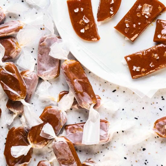 Chewy Homemade Sea Salted Caramels