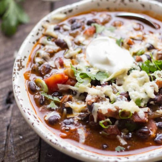 Black Bean Soup with Bacon + Beer