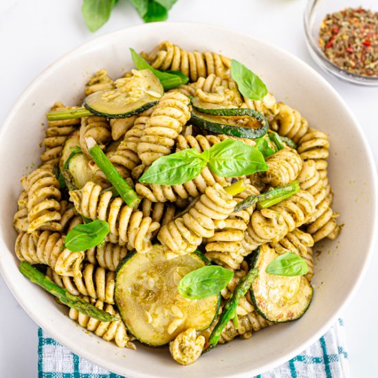 Vegan Pesto Fusilli with Zucchini