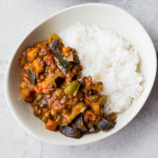 Eggplant Lentil Curry (Vegan)