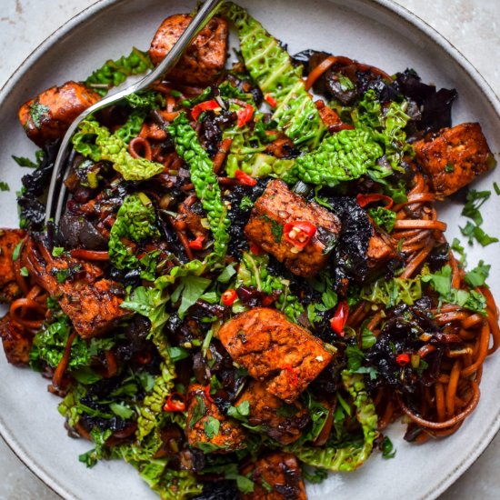 Vegan XO Noodles with Smoked Tofu