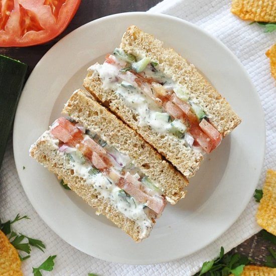 Creamy Cucumber Tomato Sandwich