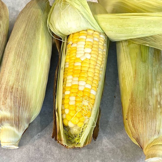 Easy Corn on the Cob Baked in Husk