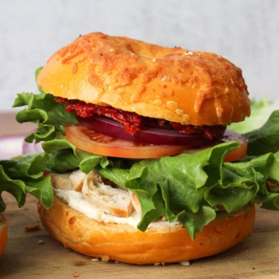 Cream Cheese Chicken Bagel Sandwich