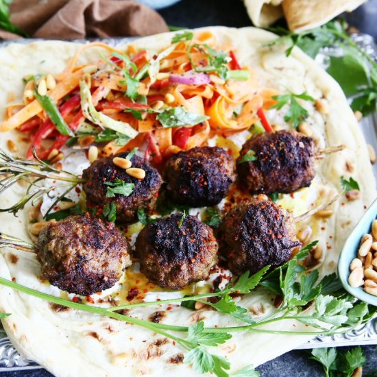 Grilled Kofte with Labneh and Tahin